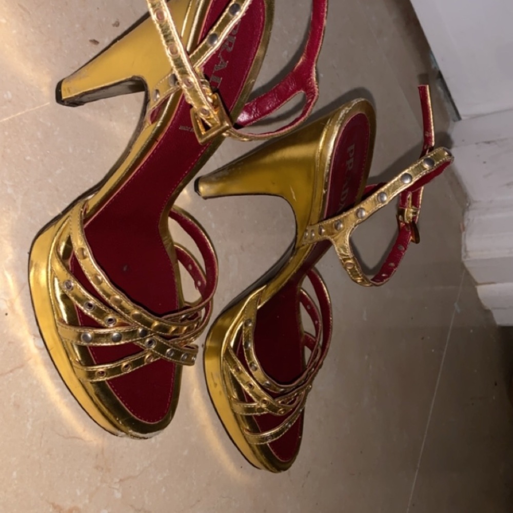 GOLD PRADA HEELS